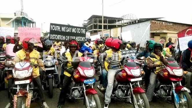 Gisenyi district Motor taxi operators protesting against Against UK’s decision to arrest Rwanda’s Gen.Karake.