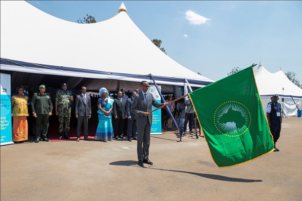 President Kagame while launching the 2nd of Africa United Command Post Exercise aimed at increasing security organs’ capacities to prevent and respond to violence against women and girls.