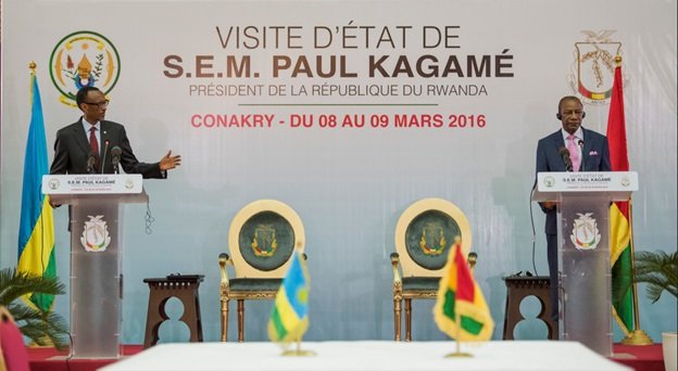 President Kagame and President Alpha Condé of Guinea Conakry hold a joint press conference | Conakry, 9 March 2016