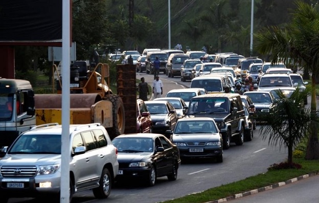 Traffic during peak hours in Kigali