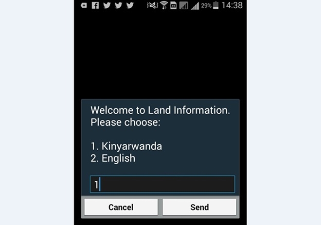 menu on phone that leads to access land information
