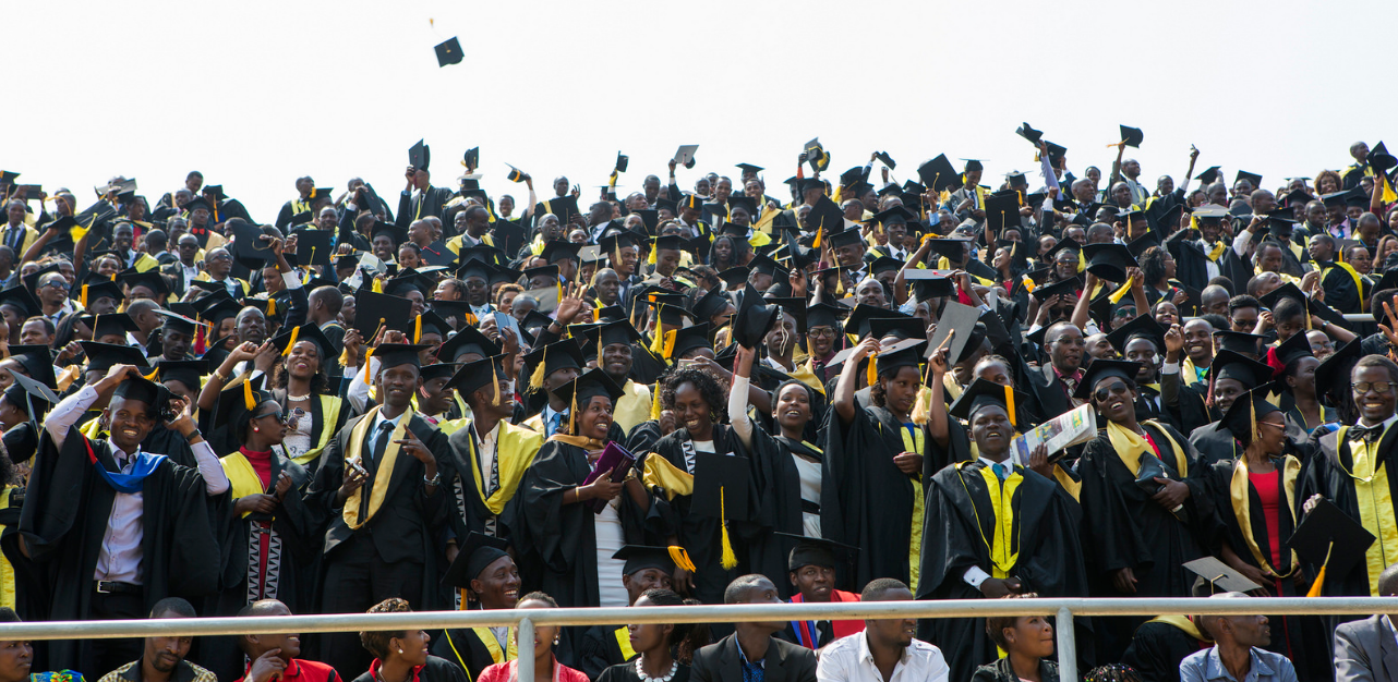 University of Rwanda students at a mass graduation 