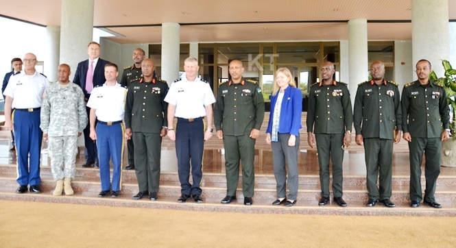 Major General Kurt Sonntag, commander of Combined Joint Task Force-Horn of Africa (CJTF-HOA) (5th from left) in Rwanda for consultations 