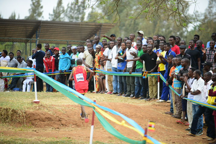 Fans cheering an athlete at the East African Military Games and Cultural Event