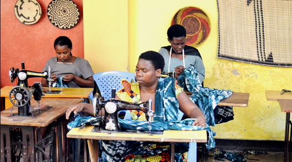 Rwandan women tailors busy at their workshop 