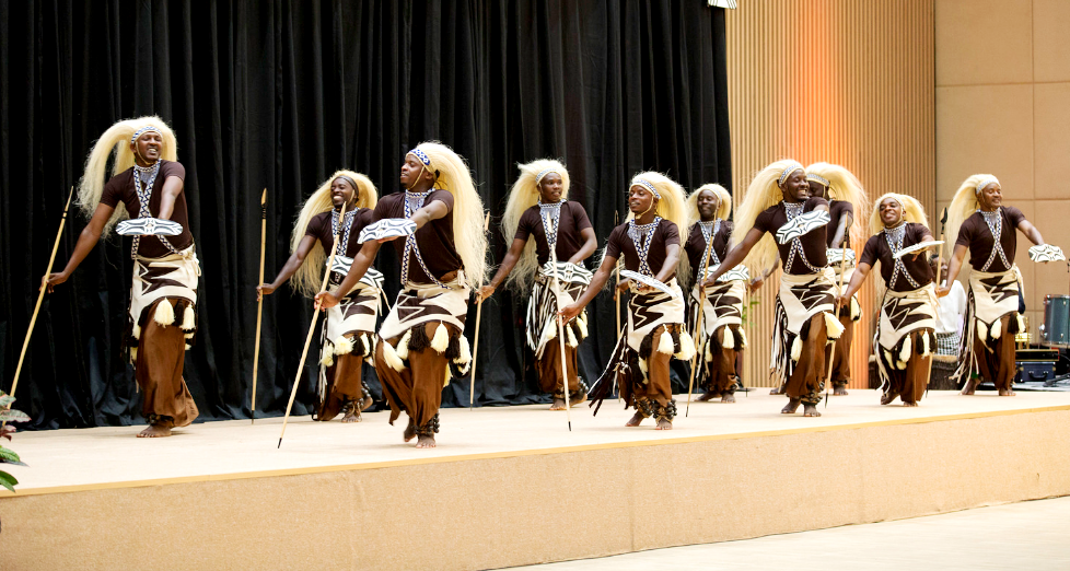 Rwandan traditional dancers during a performance 