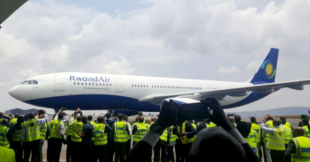 Airbus 330-200 on arrival at Kigali International Airport