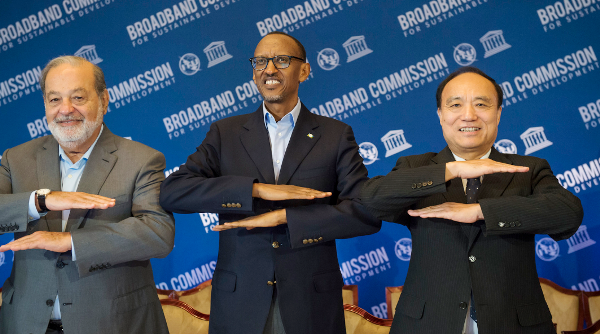 President Paul Kagame(c) During a UN Broadband Commission Meeting in New York