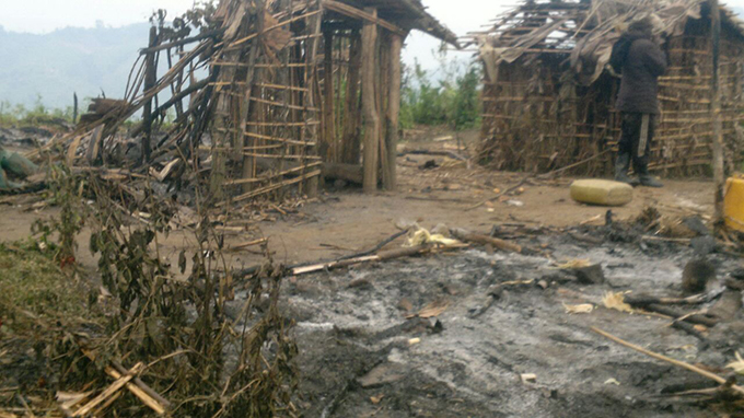 Trail of destruction and suffering that Congolese villagers have to live through under the FDLR. This village in eastern DRC was set ablaze by the militia accusing the locals of giving information to government forces