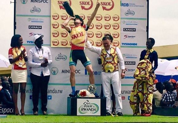 Timothy Rugg after winning the prologue