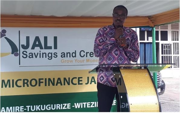 MInister Albert Murasira speaking at the launch of Jali Microfinance