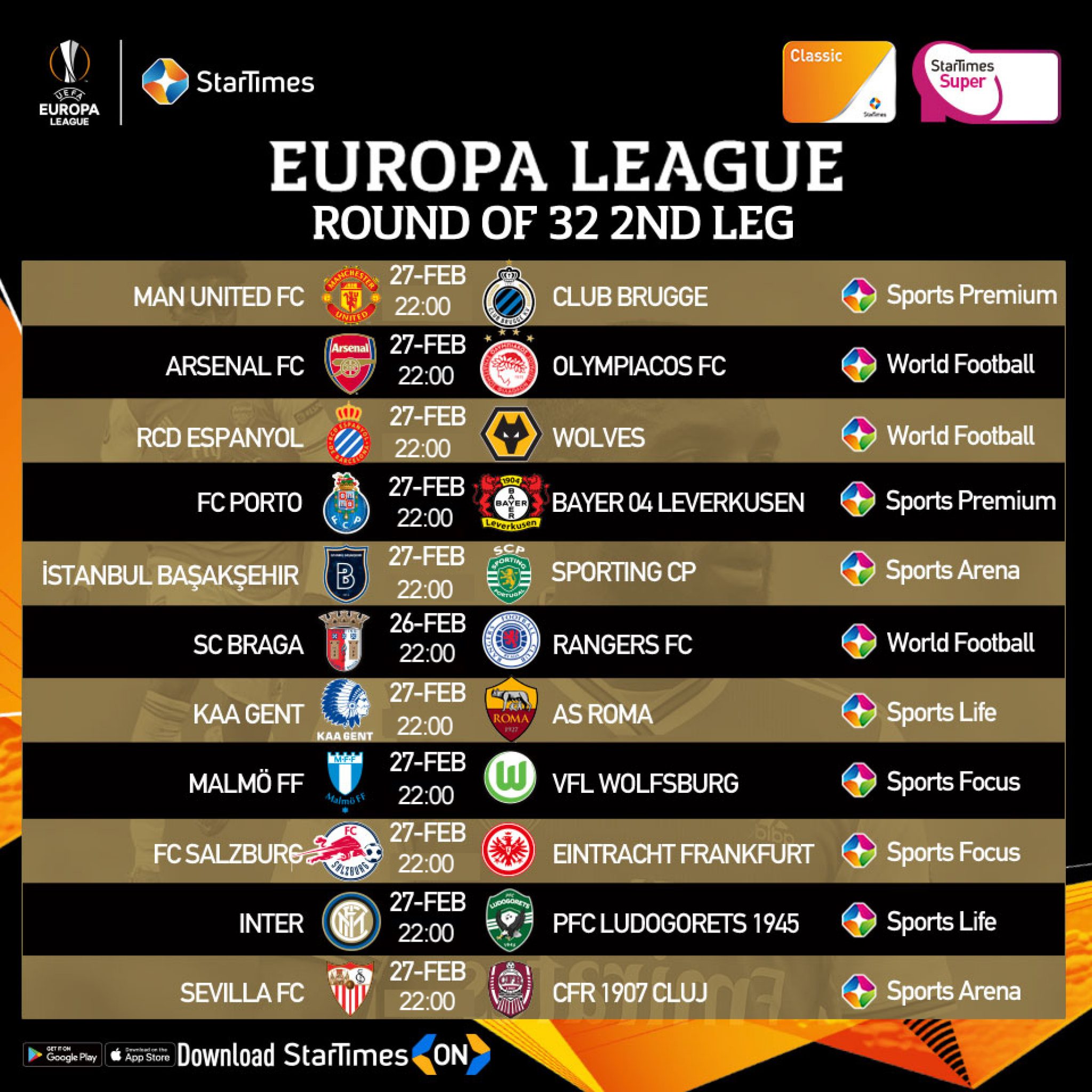 Featured Watch UEFA Europa League On StarTimes English Clubs Well